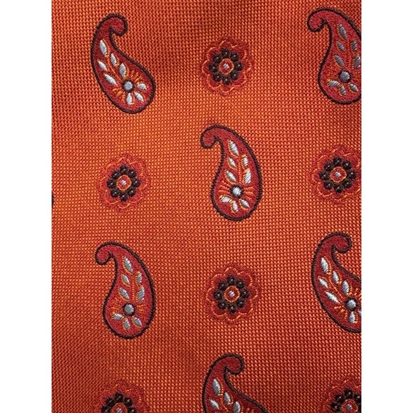 ERMENEGILDO ZEGNA Men's Tie 100% Silk ITALY Luxury FLORAL Red Orange Blue 62"EUC - Picture 2 of 7